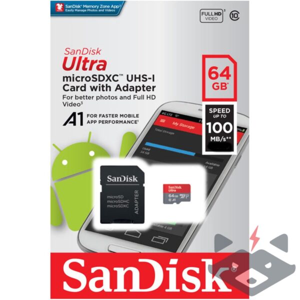 64GB Карта Памет SANDISK Ultra microSD Adapter 100MB