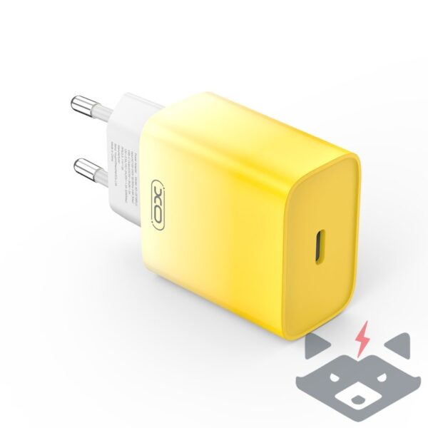 Мрежово зарядно XO CE18 1Type-C PD/QC 30W /жълто-бяло/