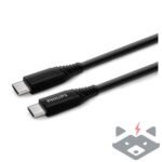 Philips - USB-C към USB-C кабел с оплетка 3.0 конектор 2 м /DLC5206C/00/черен/