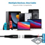 Philips - USB-C към USB-C кабел с оплетка 3.0 конектор 2 м /DLC5206C/00/черен/ - Image 3