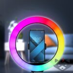 RGB селфи лампа LED Ring Stream със стойка за мобилен телефон + статив черен - Image 6
