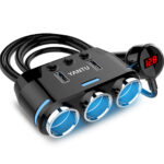 Разклонител за кола B39 Type C 12/24V 3 запалки + 2 USB- 3.1A с дисплей и кабел