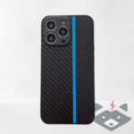 iPhone 14 Pro Силиконов кейс Carbon Fusion /Blue Line/