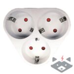EUROLAMP Адаптер с 3 гнезда овал със защита