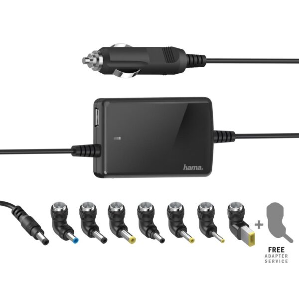 Универсално зарядно за лаптоп HAMA, за кола, вх.12-15 V, изх.15-19 V/70W