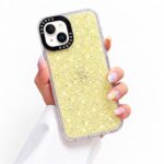 iPhone 14 Pro Max Glitter епоксиден удароустойчив калъф за телефон /бял/
