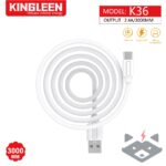 Кабел Kingleen K36S USB – Type C 2.4A 3m /бял/