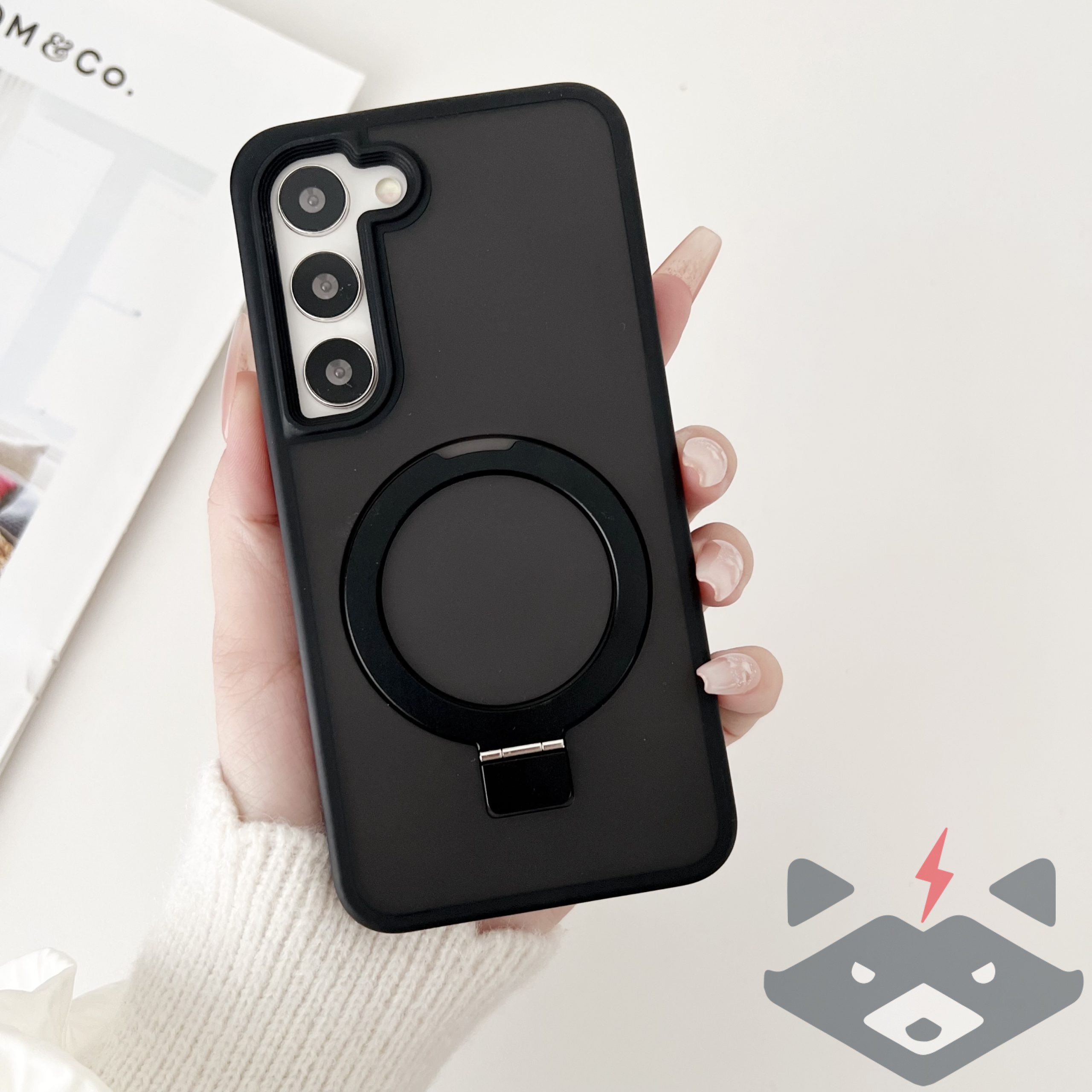 nMxqMatte-scrub-transperent-magnetic-braket-protection-phone-case-for-Samsung-Galaxy-S21-S22-S23-plus-Ultra-scaled-1 Samsung S23 Калъф Metal ring MagSafe - Image 1