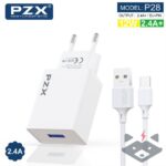 Зар. у-ство 220V PZX P28 2.4A с кабел /Type C/