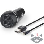 12V Philips Бързо зарядно за кола с 2 USB Порта 3,1 A - 15.5 W DLP2357V 2xUSB+Lighting/iPhone/ КАБЕЛ - Image 3