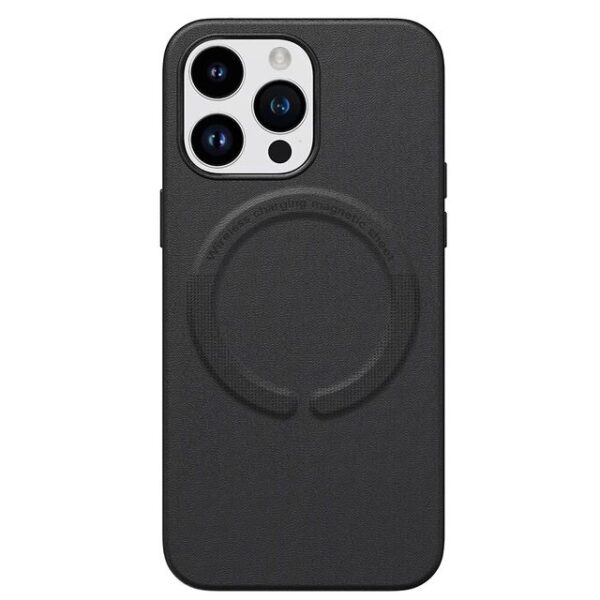 iPhone 15 Pro Max Leather Case MagSafe /черен/