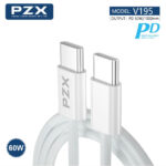 Кабел Type C – Type C PZX V195 PD 60W (за Ip15) 1m /бял/ - Image 2