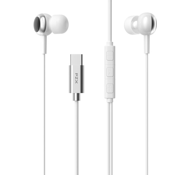 Слушалки с микрофон PZX 1582- type C Superbass /бели/