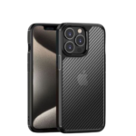 iPhone 15 Pro Силиконов Кейс Business Carbon /черен с прозрачен гръб/