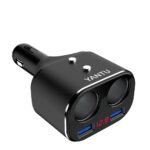 Разклонител за кола Yantu L01 12/24V 2 запалки + 2 USB- 2.1A с дисплей