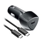 12-24V Зарядно за кола Forcell F-Energy Carbon USB C, QC3.0 PD, 3A, 20W + кабел USB C към USB C CC50-1C  /черно/