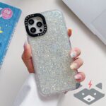 iPhone 15 Pro Glitter епоксиден удароустойчив калъф за телефон /бял/