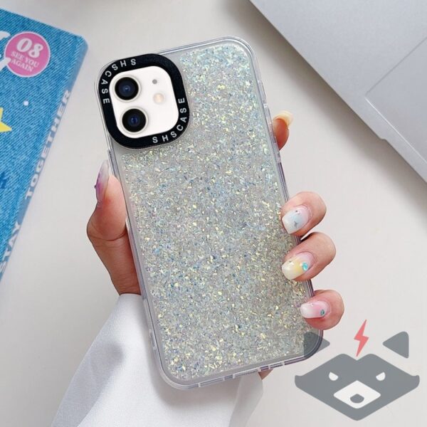Apple iPhone 11 Glitter епоксиден удароустойчив калъф за телефон /бял/