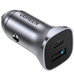 12-24V Зарядно за кола Ugreen CD130, 30W, 3A, 1 x USB-A - 1 x USB-C /сиво/