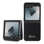 Samsung Galaxy Z Flip 6 Калъф GUESS, PC/TPU Glitter Flakes Metal Logo /черен/