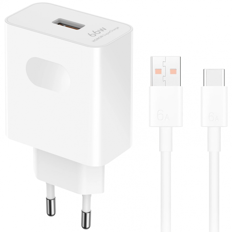 vensfon-honor Honor HN-200330E00 Зарядно с USB-C кабел, 66W, 3.3A, 1 x USB-A /бяло/ 5503ABQX - Image 1