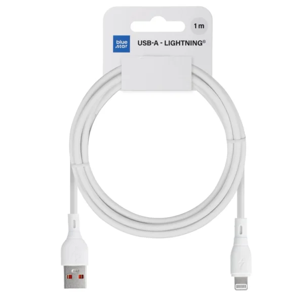 Кабел Blue Star USB A към Lightning 2,4A ECO 1 м PJ68-24-2.4 /бял/