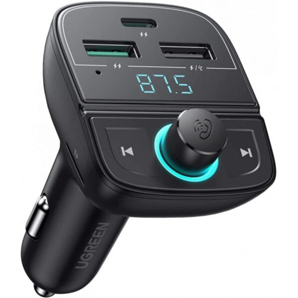 Зарядно за кола  FM Трансмитер Ugreen CD229, Bluetooth 5.0/USB/TF/micro SD /черно/