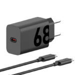 Зарядно устройство за Motorola 68W, 6.2A, 1 x USB-C, с USB-C кабел /черно/