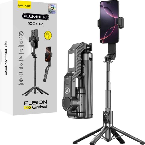 Blavec Селфи стик Aluminum Fusion P-10 Gimbal Tripod + Дистанционно управление - 1 метър /черен/
