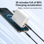 220V Зарядно PZX P69E Super Fast charger 2*PD3.0 + QC 65W /бяло/ - Image 4