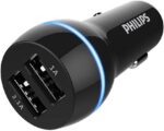 12V Philips Бързо зарядно за кола с 2 USB Порта 3,1 A - 15.5 W DLP2357U/10 Включен кабел с micro USB /черно/ - Image 3