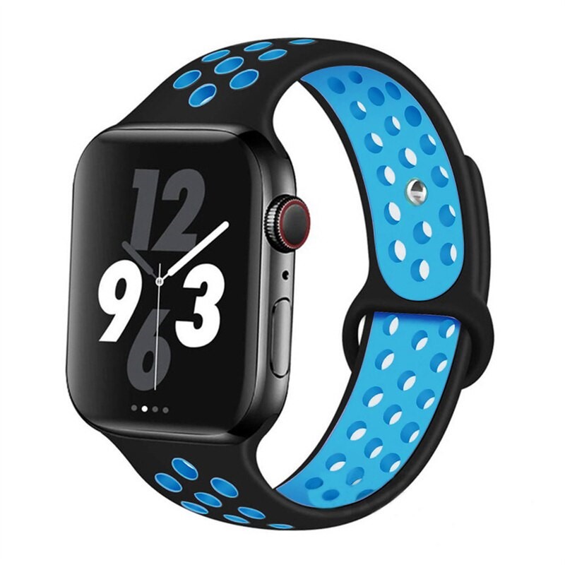 vensfon-silikonova-kaishka-5 iWatch 38/40mm - Силиконова каишка - Черно/Синя - Image 1