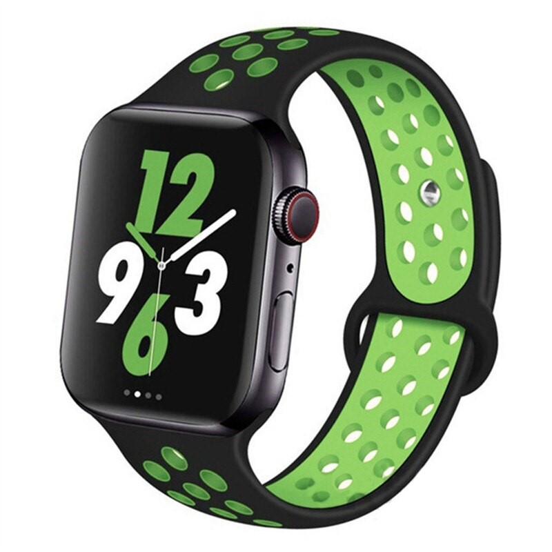 vensfon-silikonova-kaishka-9 iWatch 38/40mm - Силиконова каишка - Черно/Мента - Image 1