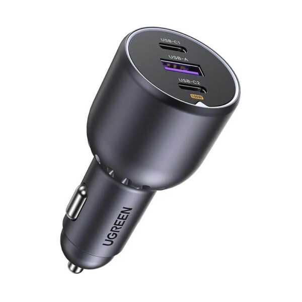 12-24V Зарядно за кола Ugreen 130W, USB-A + 2xUSB-C, графит - EC705 / 35025