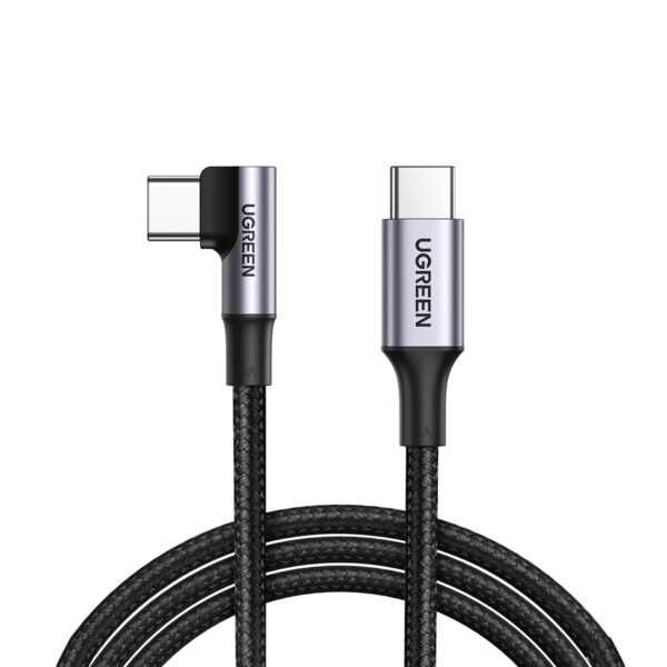 UGREEN кабел USB-C към USB-C под ъгъл, 100W, PD Fast Charging 90 Degree, 1м /черен/