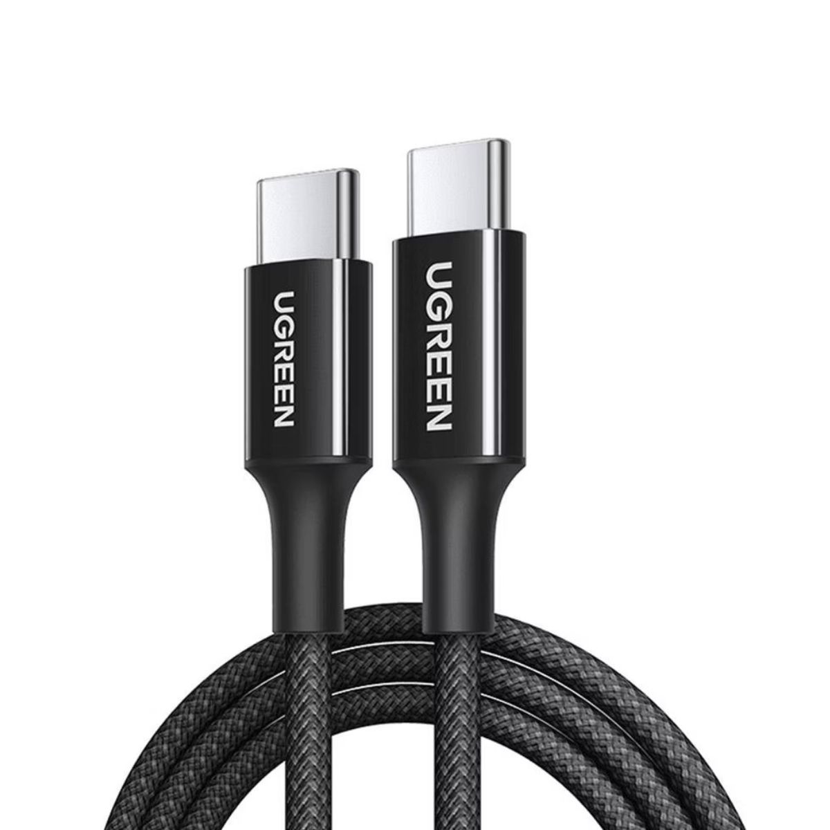 vensfon-ugreen-l501-usb-c-usb-c-black UGREEN Кабел Type-C - Type-C, 1м, 60W, Fast data braided /черен/ - Image 1
