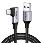 UGREEN кабел A-C, 1m, 3A, Angled - US385 / 20299 /сив/