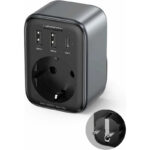 Адаптер за контакт UGREEN, 220V, AC 3680W, Бързо зарядно 2x USB-A, 1x USB-C, 30W, Черен - Image 3