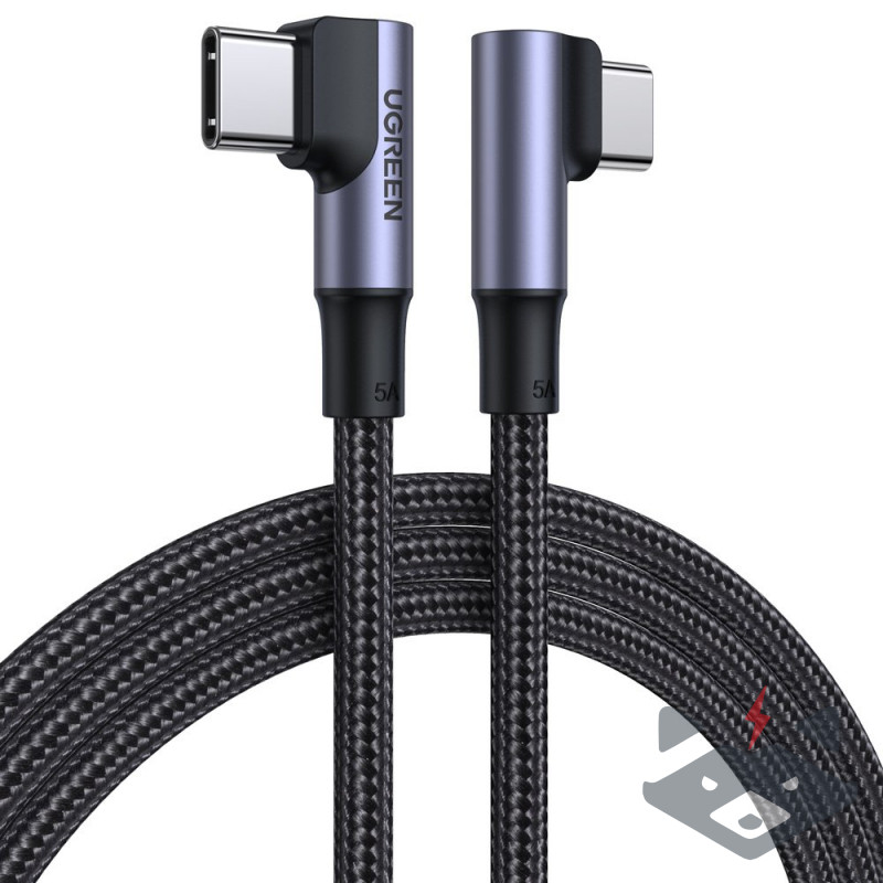 vensfon-us335 UGREEN US323 Ъглов кабел за бързо зареждане USB-C към USB-C, 60W, 3A, 1 м /черен/ - Image 1