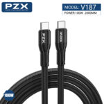 PZX V187 Кабел Type C – Type C, 2m, 100W, 5А /черен/