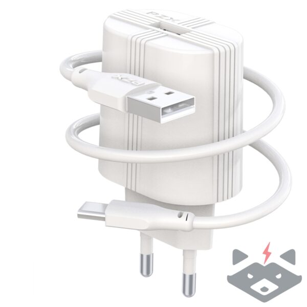 220V Зарядно USB PZX P20 2.1А + кабел Type C