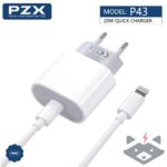 220V 20W Зарядно Type C PZX P43 PD + кабел Lightning - Image 3