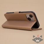 Samsung Galaxy A12/M12 хоризонтално отварящ кожен калъф /златист/ - Image 2