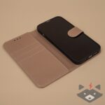 Samsung Galaxy A12/M12 хоризонтално отварящ кожен калъф /златист/ - Image 3