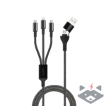 66W - 1,0 m Кабел USB + Type C Maxlife ALLin1 Lightning + 2x USB-C   /черен/