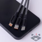 66W - 1,0 m Кабел USB + Type C Maxlife ALLin1 Lightning + 2x USB-C   /черен/ - Image 2