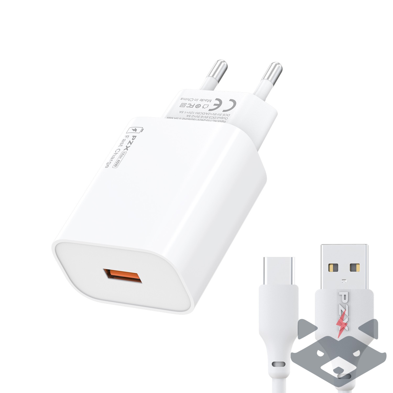 vensfon.com-p46-2 220V Зарядно USB PZX P46 Fast Charge 40W 5A + кабел Type C - Image 1