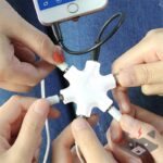 Аудио сплитер за слушалки, 3.5 mm, кабел + 6 конектора /бял/