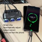 Разклонител за кола YANTU LM21, 3 гнезда Волтметър, USB, USB TYPE-C/черен/ - Image 3