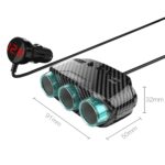 Разклонител за кола YANTU LM21, 3 гнезда Волтметър, USB, USB TYPE-C/черен/ - Image 4